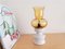Portuguese Rustic White Ceramic & Amber Glass Table Lantern, 1950s 4
