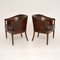 Leather & Wood Armchairs or Desk Chairs, Set of 2 2
