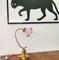 Goldene Jugendstil Tischlampe aus Messing & Rosa Milchglas, 1930er 4