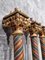 Bemalte und vergoldete korinthische Säulen aus Holz, 4er Set 9