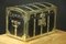 Curved Doll Trunk in Black Coated Canvas and Brass, Image 5