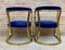 Mid-Century French Gold Brass Armchairs with Blue Velvet Upholstery, 1940s, Set of 2 7