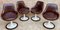 Space Age Swivel Chairs in Original Brown Leather, Plastic and Wood, 1960s, Set of 4 4