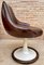 Space Age Swivel Chairs in Original Brown Leather, Plastic and Wood, 1960s, Set of 4 5