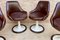 Chaises Pivotantes Space Age en Cuir Marron, Plastique et Bois, 1960s, Set de 4 10