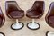 Space Age Swivel Chairs in Original Brown Leather, Plastic and Wood, 1960s, Set of 4 10