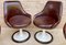 Space Age Drehsessel aus Original Braunem Leder, Kunststoff und Holz, 1960er, 4er Set 2