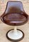 Space Age Swivel Chairs in Original Brown Leather, Plastic and Wood, 1960s, Set of 4 9