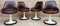 Chaises Pivotantes Space Age en Cuir Marron, Plastique et Bois, 1960s, Set de 4 1