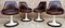 Space Age Swivel Chairs in Original Brown Leather, Plastic and Wood, 1960s, Set of 4 1