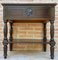 Early 20th Century Spanish Walnut Work Side Table with Large Single Drawer, Image 1