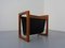 Danish Magazine Rack in Teak and Suede, 1960s 5