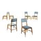 Sessile Oak, Foam, Velvet & Aluminium Chairs, Italy, 1950s, Set of 6 1