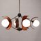 Lampada da soffitto in legno, metallo, vetro e ottone, anni '50 e '60, Immagine 2