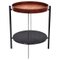 Cognac Leather, Teak Wood and Black Marquina Marble Deck Table by Oxdenmarq, Image 1