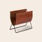 Cognac Leather and Steel Maggiz Magazine Rack by Ox Denmarq 3