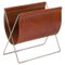 Cognac Leather and Steel Maggiz Magazine Rack by Ox Denmarq 1