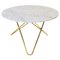Big White Carrara Marble and Brass O Table by Ox Denmarq 1