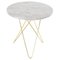 Tall Mini White Carrara Marble and Brass O Table by Ox Denmarq 1