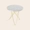 Tall Mini White Carrara Marble and Brass O Table by Ox Denmarq 2