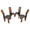 Wood & Leather Chairs by Mario Marenco for Mobil Girgi, Italy, 1970s, Set of 4 1