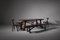 Skulpturaler Tisch & Bänke aus gebeiztem Ulmenholz, 3er Set 4