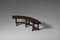 French Stained Ash Wooden Table & Curved Benches, Set of 3 11