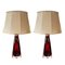Brass Cranberry Table Lamps by Carl Fagerlund for Orrefors, 1960s, Set of 2 1