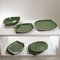 Grün glasierte Keramikschalen und unteres Tablett, 1960er, 8er Set 6