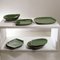 Grün glasierte Keramikschalen und unteres Tablett, 1960er, 8er Set 7