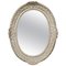 Neoclassical Spanish Empire Oval Silver Mirror in Hand-Carved Wood, 1970 1