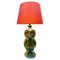 Fat Lava Owl Floor Lamp in Orange and Green Drip-Glazes by Walter Gerhards 1