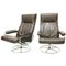 Brown Leather Swivel Chairs from Kebe, Set of 2 1