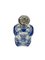 Kleine französische glasklare und blaue Flasche mit silbernem Deckel, 19. Jh 4