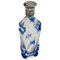 Kleine französische glasklare und blaue Flasche mit silbernem Deckel, 19. Jh 1