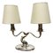 Englische Sterling Silber Dolphin 2 Arm Tischlampe 1