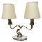 English Sterling Silver Dolphin 2 Arm Table Lamp 1