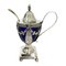 Dutch Blue Crystal Mustard Pot with Silver Mount by Jan Van Der Cop, 1833, Set of 2 1