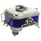 19th Century English Plate Silver Box with Blue Glass, 1866, Image 1