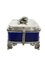 19th Century English Plate Silver Box with Blue Glass, 1866, Image 3
