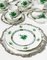 Chinese Bouquet Apponyi Green Porcelain Coffee Set with Silver from Herend Hungary, Set of 28, Image 4