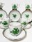 Green Porcelain Chinese Bouquet Apponyi Mocha Cups and Saucers from Herend Hungary, Set of 10 2