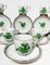 Tazas y platillos Apponyi en forma de ramo chino de porcelana verde de Herend Hungary. Juego de 10, Imagen 2