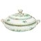 Green Porcelain Indian Basket Tureen with Handles from Herend Hungary 1