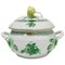 Small/Mini Green Porcelain Chinese Bouquet Apponyi Tureen with Handles from Herend Hungary 1