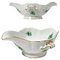 Green Porcelain Chinese Bouquet Apponyi Sauce / Gravy Boats from Herend Hungary, Set of 2 1