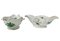 Green Porcelain Chinese Bouquet Apponyi Sauce / Gravy Boats from Herend Hungary, Set of 2 2