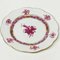 Chinese Bouquet Raspberry Porcelain Round Tray and Small Plates from Herend Hungary, Set of 9 2