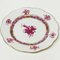 Chinese Bouquet Raspberry Porcelain Round Tray and Small Plates from Herend Hungary, Set of 9, Image 2
