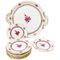 Chinese Bouquet Raspberry Porcelain Round Tray and Small Plates from Herend Hungary, Set of 9 1